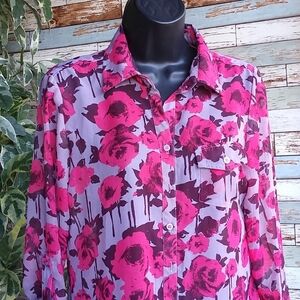 Love Fire Grey Floral Top Sz